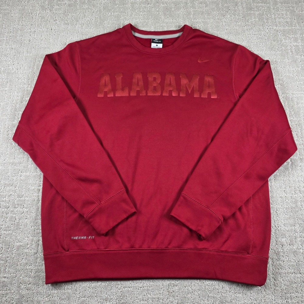 Nike Alabama Crimson Tide Therma-FIT Sweatshirt Mens Large Red Pullover Crewneck